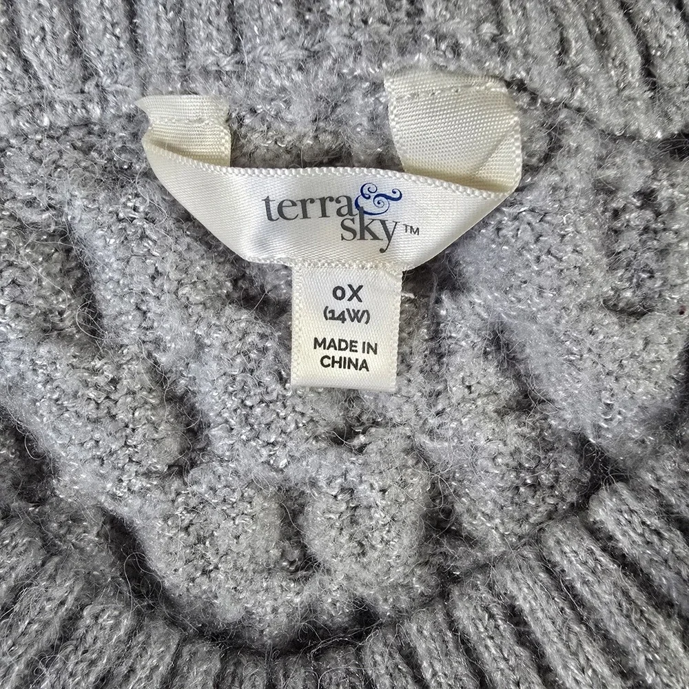 Terra & Sky Grey Plus‎ Crew Neck Long Sleeve Neutral Super Soft Sweater 0X 14W